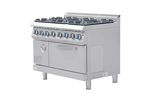 燃氣六頭煲仔爐連電焗爐連柜