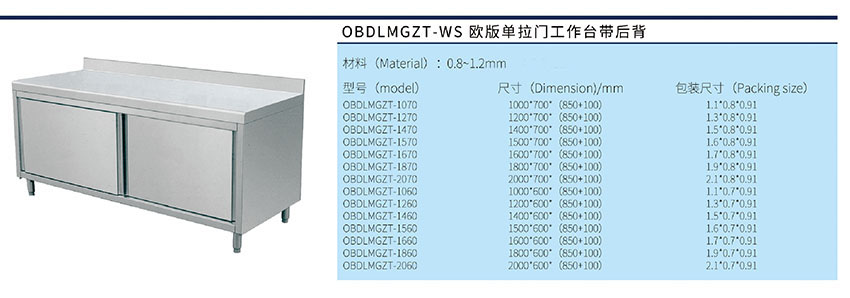 歐版單拉門工作臺帶后背